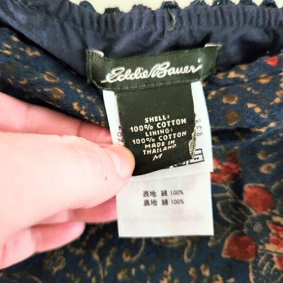 Eddie Bauer Floral A Line Skirt Dark Blue & Orange, Size Medium - Picture 3 of 6